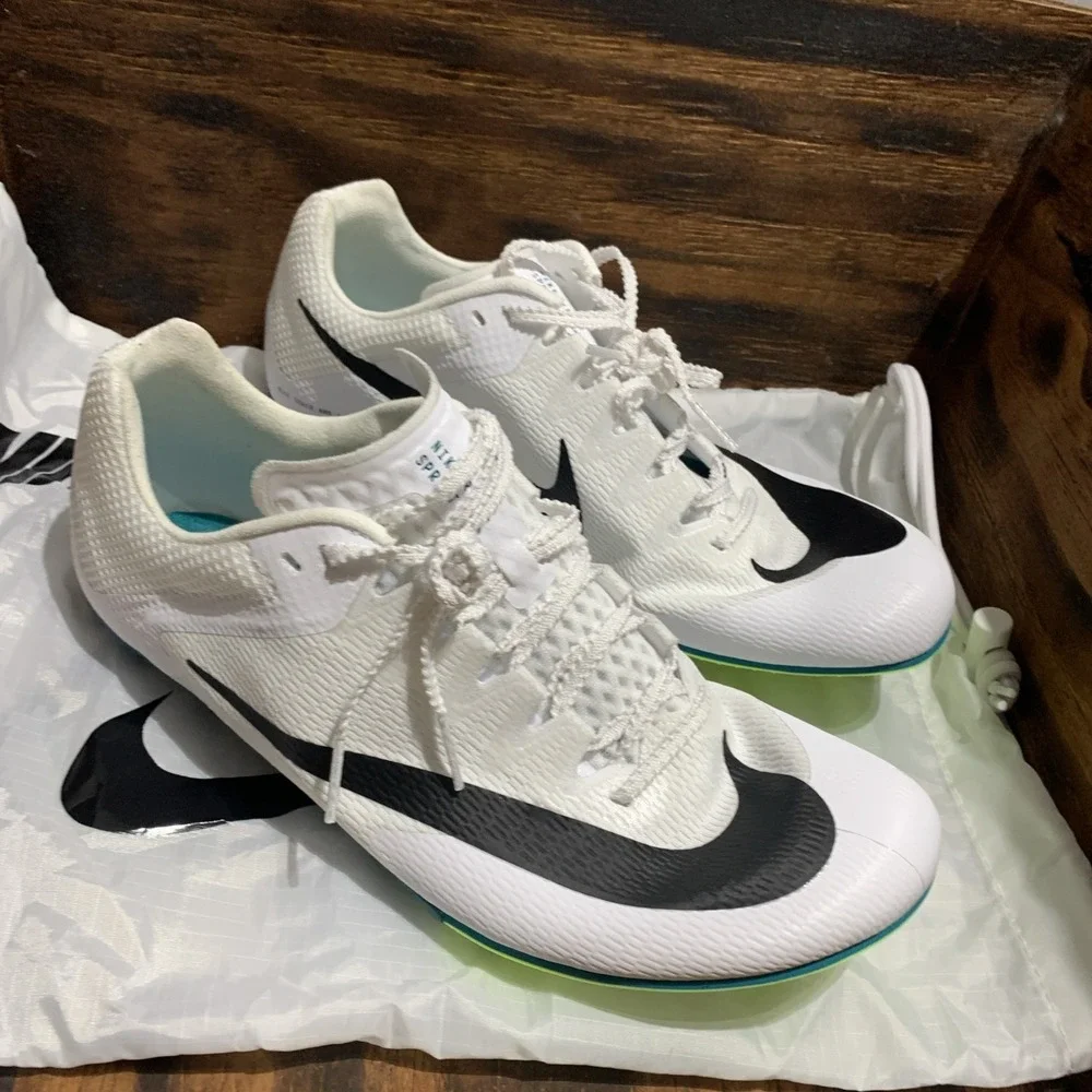 Nike Zoom Rival Sprint Track White Black Bright Spruce FZ9663-102 Sz 9.5